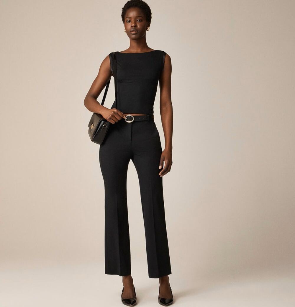 J.Crew Tall Kaya Pants WMNS 16T Black Cotton Blend Stretch Mid-Rise Kickout Leg